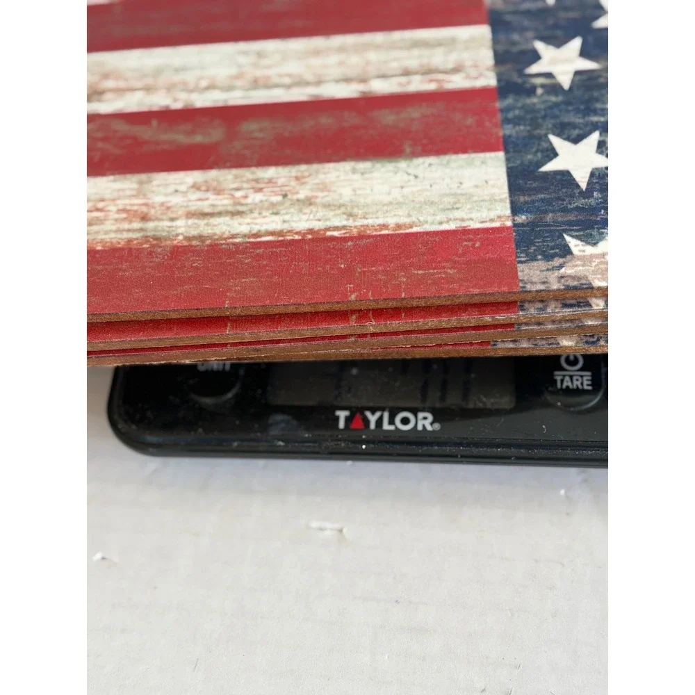 Patrick Reid O'Brien American Flag Placemat Set of 4 Rustic Cork Backed 16x11.25